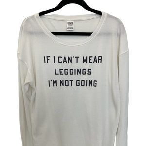 Victoria Secret White Thermal Tee L PINK